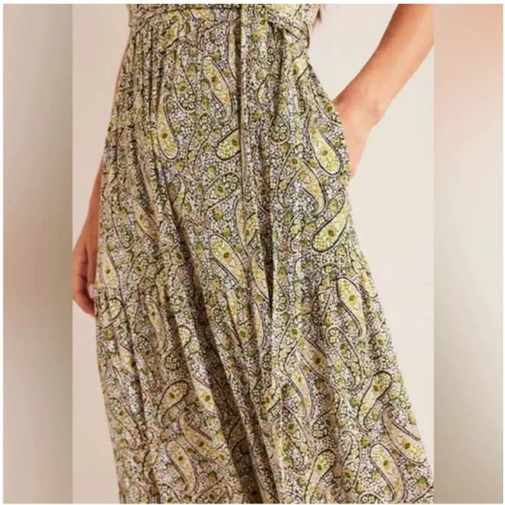 Boden Tiered faux Wrap Jersey Paisley Maxi Dress 8 - Picture 4 of 12